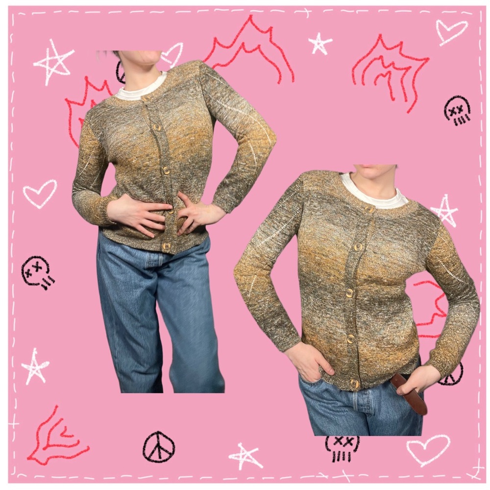 vintage brown and tan cardigan sweater